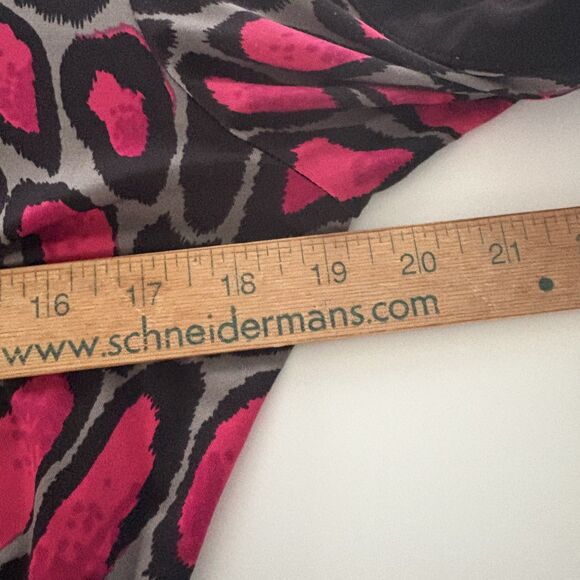 Joseph Ribkoff Top Womens 12 Pink Black Animal Print Zip Front Stretch Mobwife - Picture 14 of 16